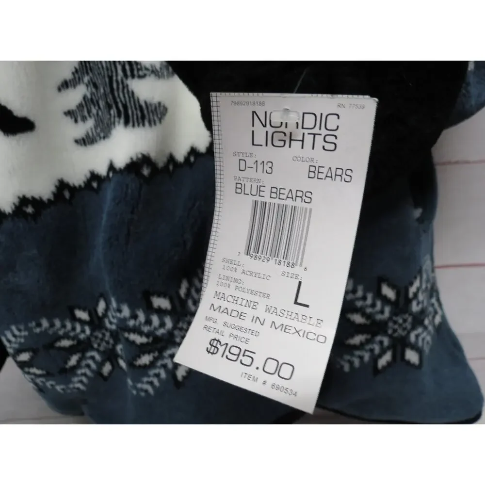 Nordic Lights Sz Large Blue Bear Fleece Reversible Jacket Coat Hooded w/Tags - Picture 5 of 8